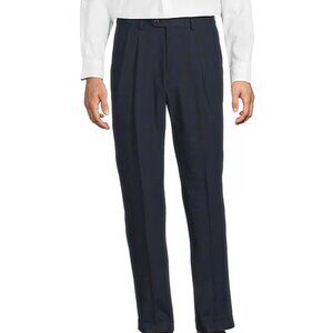 Roundtree & Yorke Travel Smart Navy 36x32 Classic Fit Pleated Cuffed Dress Pants